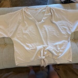 Maurices White Tie Front Short Sleeve T-Shirt